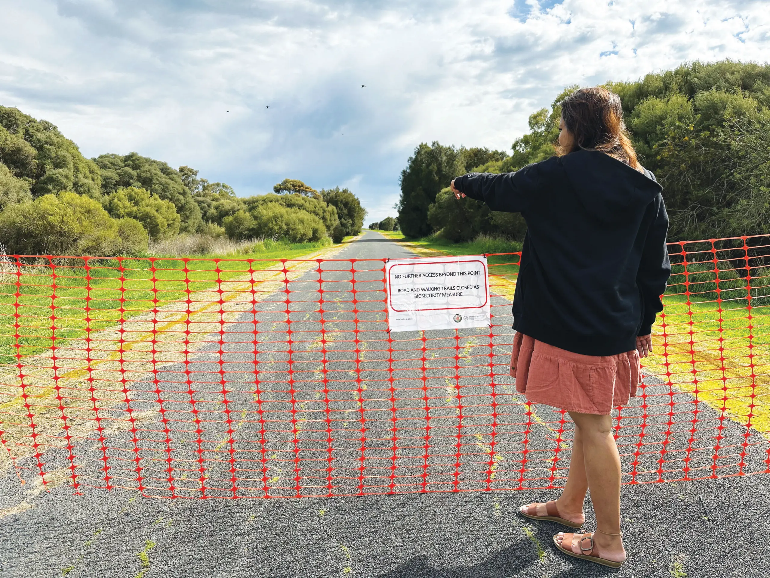 ns – Lagoon reopens picture 1 A visitor stands in front of the Bool Lagoon trail area. The popular nature park was closed by the Department of Environment and Water as a biosecurity measure last week.